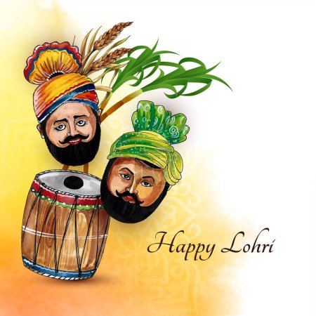Illustration for Beautiful Happy Lohri Indian traditional festival background design vector - Royalty Free Image