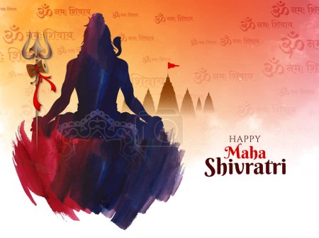 Ilustración de Happy Maha Shivratri Hindu festival celebration background vector - Imagen libre de derechos