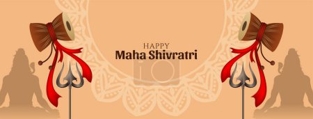 Téléchargez les illustrations : Belle joyeuse Maha Shivratri festival hindou saluant bannière vecteur - en licence libre de droit