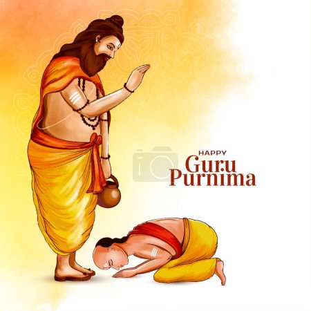 Illustration for Happy Guru Purnima indian religious festival background vector - Royalty Free Image