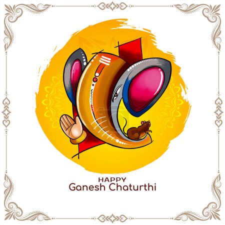 Téléchargez les illustrations : Happy Ganesh Chaturthi festival célébration élégant vecteur moderne - en licence libre de droit