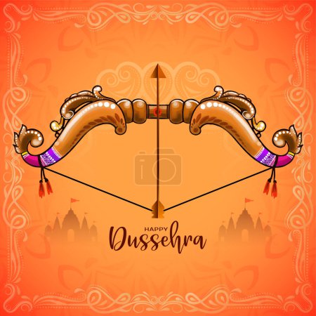 Illustration for Happy Dussehra cultural hindu festival background design vector - Royalty Free Image