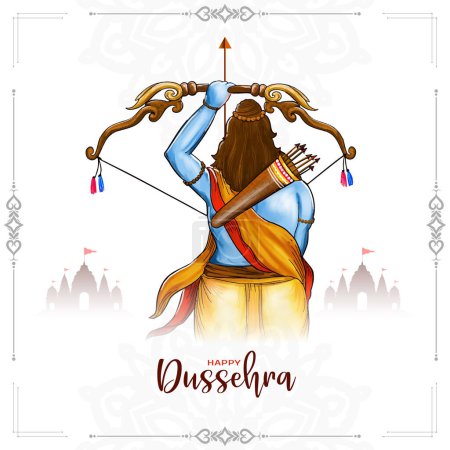 Illustration for Happy Dussehra traditional festival celebration background design vector - Royalty Free Image