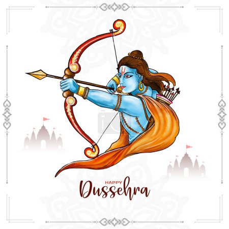 Illustration for Happy Dussehra Indian cultural festival background design vector - Royalty Free Image