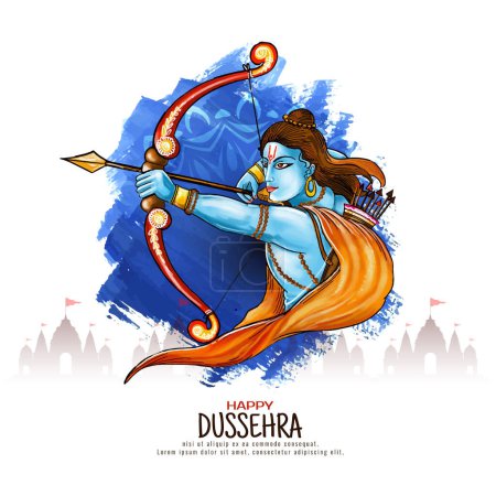 Illustration for Happy Dussehra festival decorative greeting background design vector - Royalty Free Image
