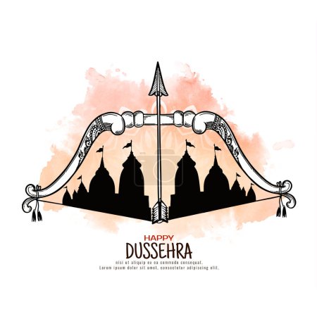 Illustration for Happy Dussehra festival decorative greeting background design vector - Royalty Free Image