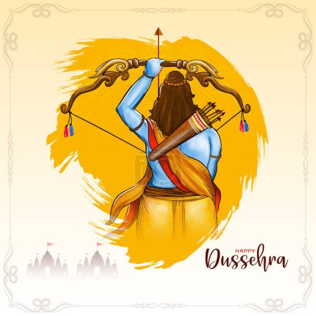 Illustration for Decorative Happy Dussehra Hindu festival background design vector - Royalty Free Image