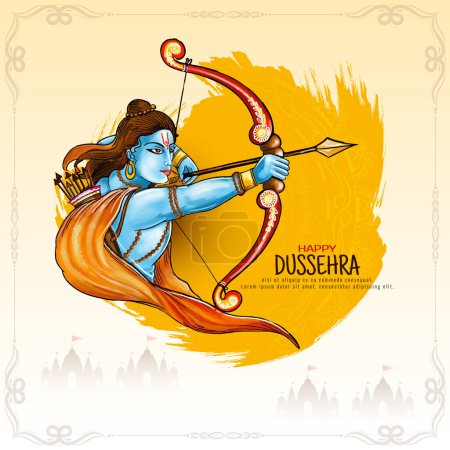 Illustration for Happy Dussehra cultural festival celebration background design vector - Royalty Free Image