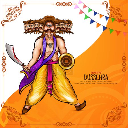 Illustration for Happy Dussehra Indian traditional festival background design vector - Royalty Free Image