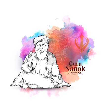 Illustration for Happy Guru Nanak jayanti greeting card background vector - Royalty Free Image
