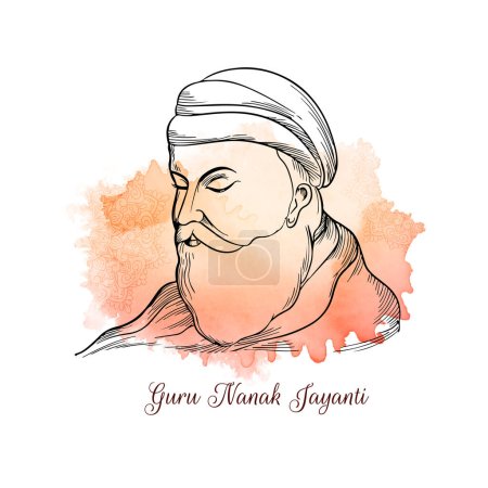 Illustration for Traditional Happy Guru Nanak jayanti elegant background vector - Royalty Free Image
