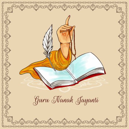 Illustration for Happy Guru Nanak jayanti religious festival background vector - Royalty Free Image