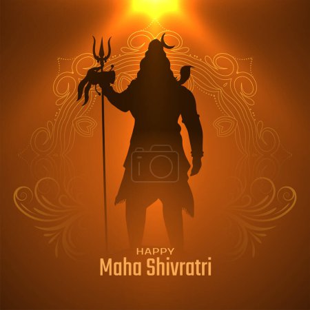 Illustration for Religious Happy Maha Shivratri Indian festival celebration card vector - Royalty Free Image