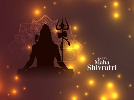 Téléchargez les illustrations : Religieux hindou heureux Maha Shivratri festival indien saluant fond vecteur - en licence libre de droit