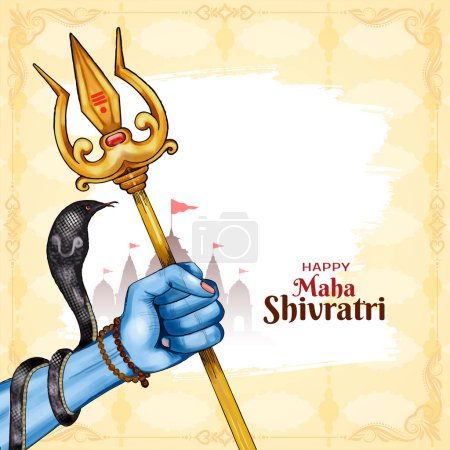 Illustration for Cultural Happy Maha Shivratri hindu traditional festival background vector - Royalty Free Image