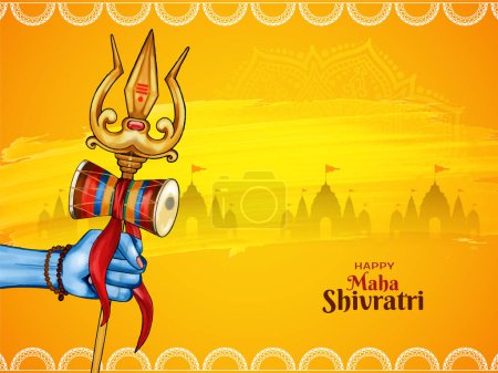 Illustration for Happy Maha Shivratri traditional Indian festival card with trishul vector - Royalty Free Image