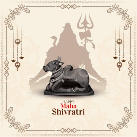 Illustration for Elegant Happy Maha Shivratri cultural Indian festival celebration card vector - Royalty Free Image