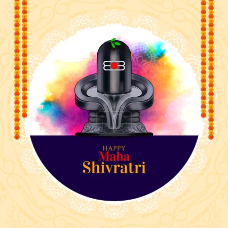 Happy Maha Shivratri traditional Indian festival celebration card vector