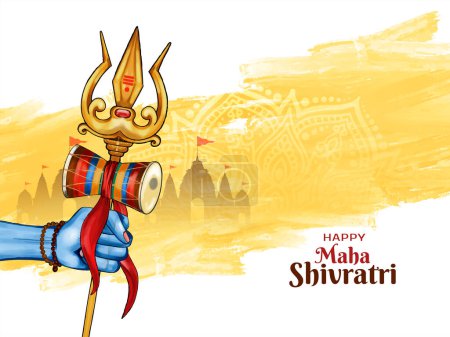 Illustration for Happy Maha Shivratri traditional Indian festival celebration card vector - Royalty Free Image