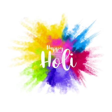 Feliz Holi festival brillante colorido color salpicadura diseño decorativo vector