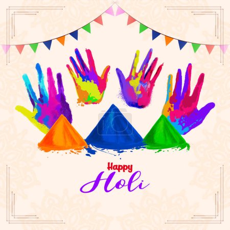 Illustration for Elegant Happy Holi traditional Indian festival colorful card design vector - Royalty Free Image