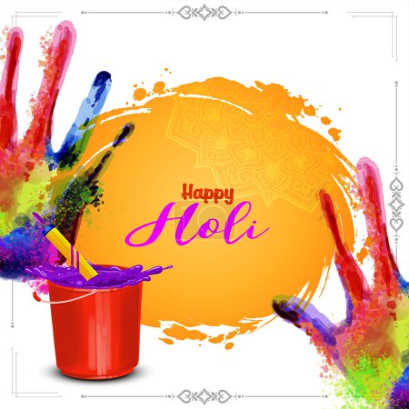 Illustration for Happy Holi traditional Indian festival of colors elegant celebration background design vector - Royalty Free Image