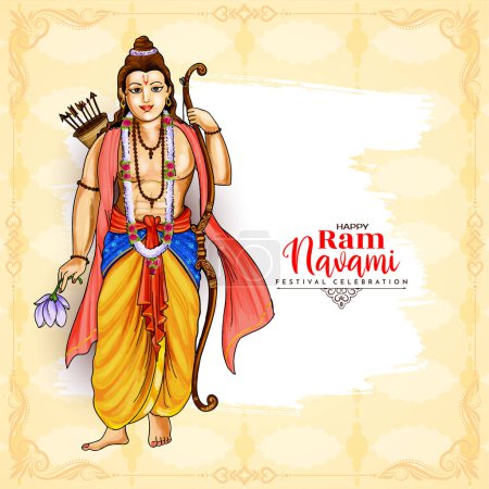 Feliz Shree Ram Navami festival cultural hindú saludo vector de fondo