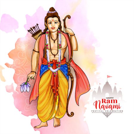 Elegante Happy Shree Ram Navami Festival indio tarjeta de felicitación vector