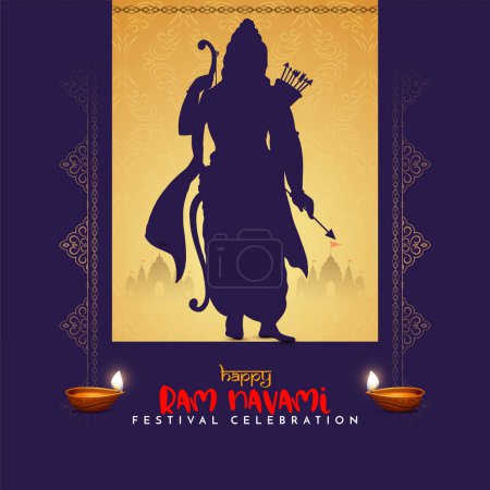 Illustration for Happy Shree Ram Navami Indian religious festival background design vector - Royalty Free Image