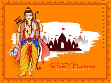 Traditional Indian Happy Shree Ram Navami festival background design vector