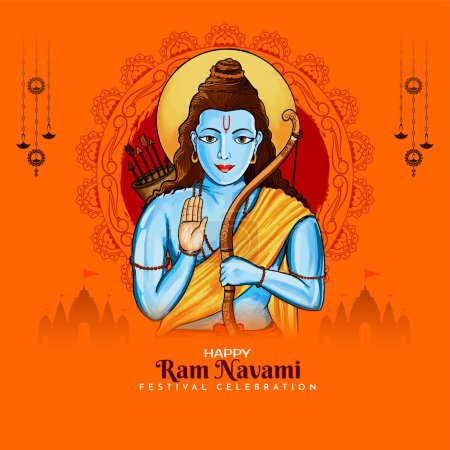Beautiful Happy Ram Navami Indian cultural festival greeting card vector