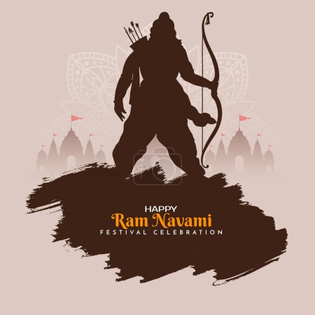 Happy Ram Navami Indian traditional festival divine card with lord rama vector