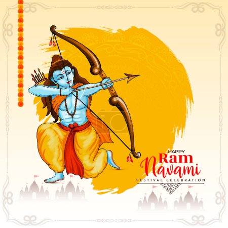Illustration for Happy Ram Navami cultural Indian festival card design vector - Royalty Free Image