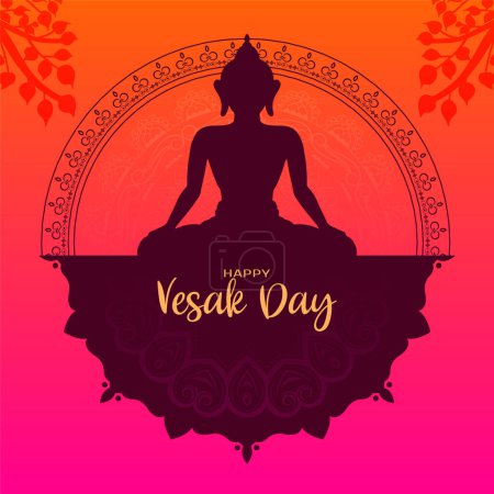 Beautiful Happy Vesak day or buddha purnima festival card design vector