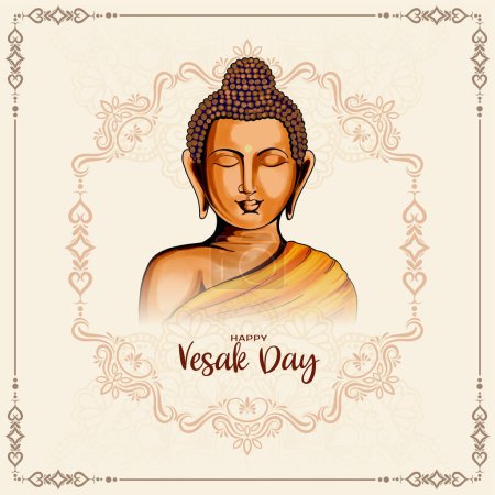 Glückliche Buddha purnima oder Vesak-Tag Festival Grußkarte Vektor