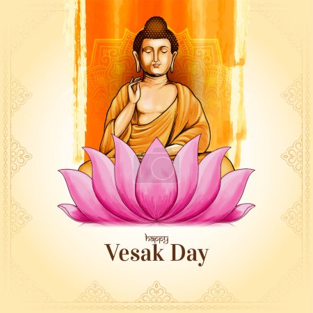 Illustration for Happy Vesak day or buddha purnima hindu festival celebration background vector - Royalty Free Image