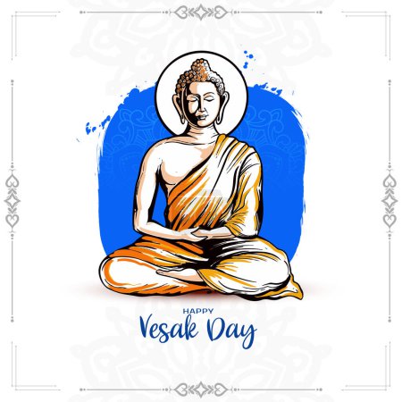 Carte de jour Happy Buddha purnima ou Vesak avec vecteur de conception gautam buddha