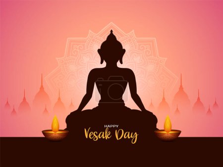 Ilustración de Feliz Buddha purnima o tarjeta de día Vesak con gautam buddha vector de diseño - Imagen libre de derechos