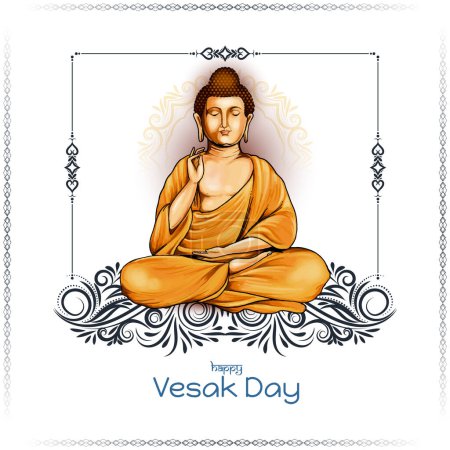 Beautiful Happy Vesak day and Buddha purnima hindu festival greeting card vector
