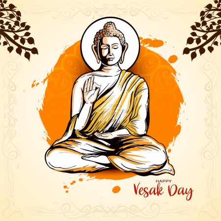 Happy Vesak day festival celebration spiritual background design vector