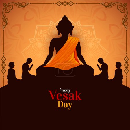 Happy Buddha purnima and Vesak day religious festival celebration card vector