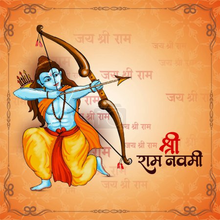 Religious Happy Ram Navami Hindu festival greeting card vector