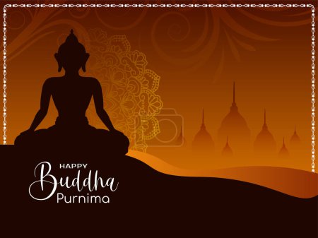Happy Buddha Purnima religious Indian festival celebration card vector