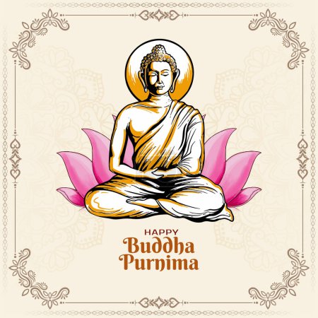 Happy Buddha Purnima Indian traditional festival background vector