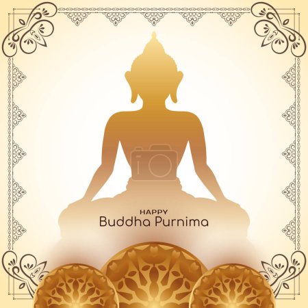 Happy Buddha Purnima Indian festival celebration greeting card vector