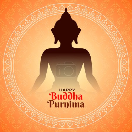 Elegant Happy Buddha Purnima Hindu traditional festival background vector