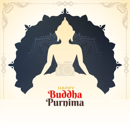 Happy Buddha Purnima religious Indian festival celebration card vector