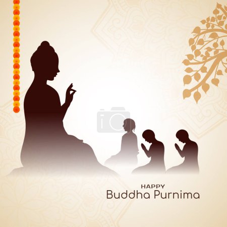 Elegant Happy Buddha Purnima traditional Indian festival background vector