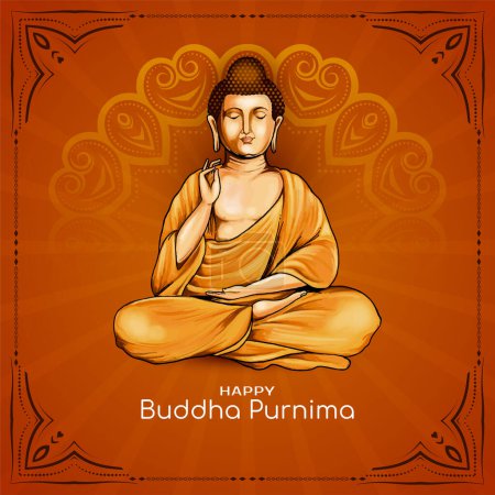 Beautiful Happy Buddha Purnima religious Indian elegant festival card vector