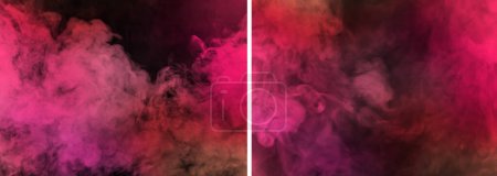 Photo for Fog texture background. Neon red color backdrop set. Mist or smoke abstract overlay. High quality photo. - Royalty Free Image